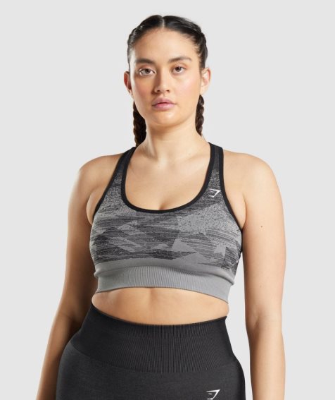 Staniki Sportowe Gymshark Adapt Ombre Seamless Damskie Czarne | PL 649LQV